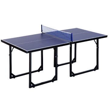 Masa de Ping Pong Pliabila, Multifuncitonala, cu Plasa din Otel si MDF, 182x91x76cm - Albastru HOMCOM | Aosom RO