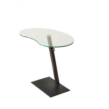 Masa de cafea din sticla si metal, reglabila pe inaltime, Fagioli Negru, L70xl40xH45-75 cm