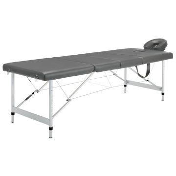 Masă de masaj cu 4 zone cadru aluminiu antracit 186 x 68 cm