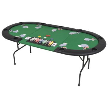 Masă de poker pliabilă in 3 pentru 9 jucători oval Verde