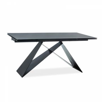 Masa extensibila dreptunghiulara din Sticla securizata Negru de 8-10 persoane L160/240x90cm London