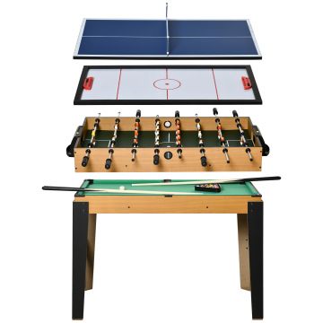 Masa multifunctionala 4 in 1 pentru fotbal de masa, biliard, tenis de masa si hochei cu accesorii incluse, MDF si otel, 107X61X84.5cm