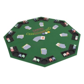 Masă poker pliabilă in două părți 8 jucători octogonal Verde