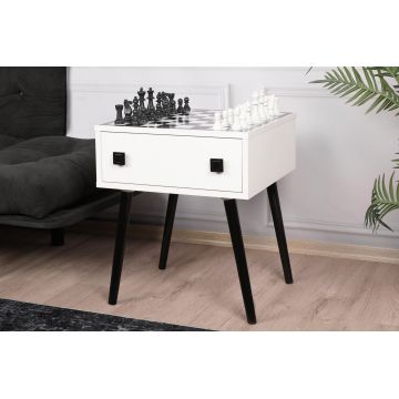 Masuta de cafea cu Design de Masa Sah , White, Alb, 50 x 60 x 50 cm