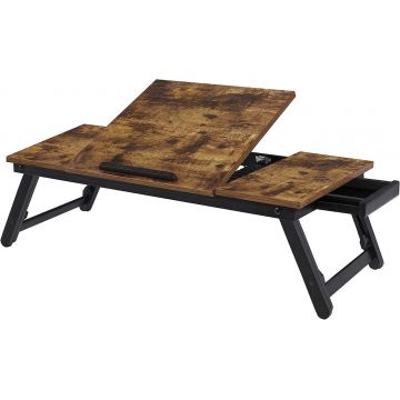 Masuta pentru laptop, Songmics, inaltime ajustabila, 71 x 35 x 23 cm, MDF/bambus, maro rustic