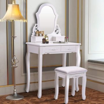 SEA110 - Set Masa alba toaleta cosmetica machiaj oglinda masuta