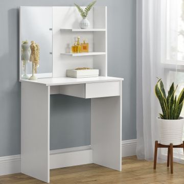 SEA263 - Set Masa alba toaleta 75 cm cosmetica machiaj oglinda masuta vanity