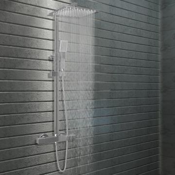 Set de duș cu două capete cu termostat oțel inoxidabil