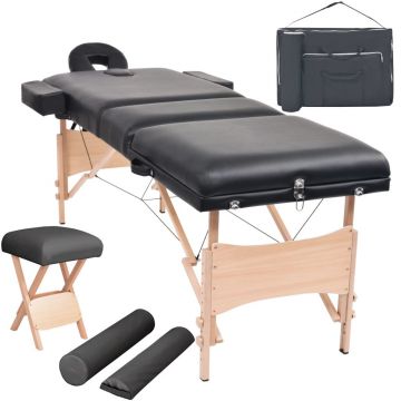 Set taburet și masă de masaj pliabilă in 3 zone grosime  10 cm negru