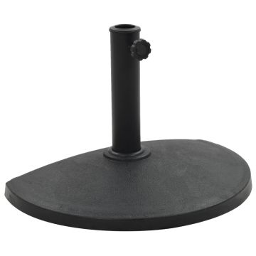 Suport umbrelă de soare negru 9 kg polirășină semi-rotund