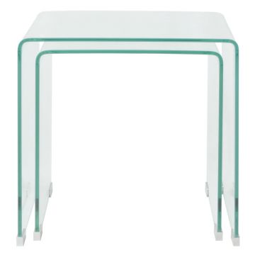 vidaXL Set de masă din sticlă securit transparentă, stivuibil, 2 piese