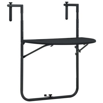 Masă balcon suspendată negru 60x64x835 cm plastic aspect ratan