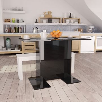 Masă de bucătărie negru lucios 110 x 60 x 75 cm PAL