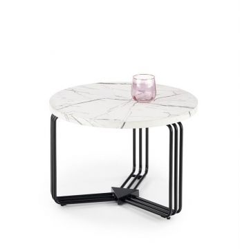 Masuta cafea Antica M marble alba – H41 cm