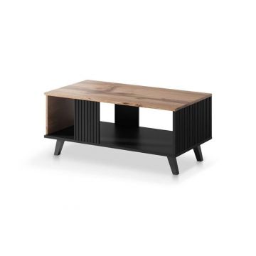 Masuta de cafea Random LAW1 stejar wotan/negru - L92 x A50 x h40 cm