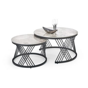 Set mese de cafea Flamingo – Marmura Gri/Negru