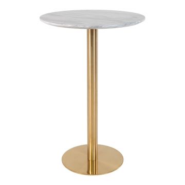 Masă de bar rotundă cu blat cu aspect de marmură ø 70 cm Bolzano – House Nordic