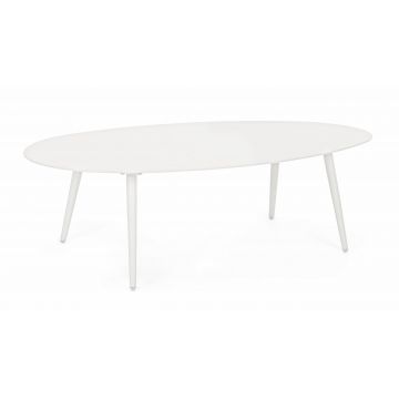 Masa de cafea pentru gradina / terasa, din aluminiu, Ridley Oval Alb, L120xl75xH36 cm