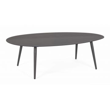 Masa de cafea pentru gradina / terasa, din aluminiu, Ridley Oval Antracit, L120xl75xH36 cm