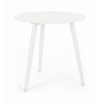Masa de cafea pentru gradina / terasa, din aluminiu, Ridley Round Alb, Ø50xH48 cm