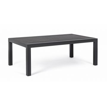 Masa de cafea pentru gradina / terasa, din aluminiu si ceramica, Kledi Rectangle Antracit, L120xl70xH43 cm