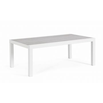 Masa de cafea pentru gradina / terasa, din aluminiu si ceramica, Kledi Rectangle Gri / Alb, L120xl70xH43 cm