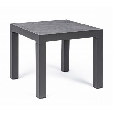 Masa de cafea pentru gradina / terasa, din aluminiu si ceramica, Kledi Square Antracit, L50xl50xH46 cm