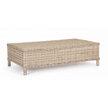 Masa de cafea pentru gradina / terasa, din aluminiu si fibre sintetice, Aditya New Natural, L105xl60xH29,5 cm