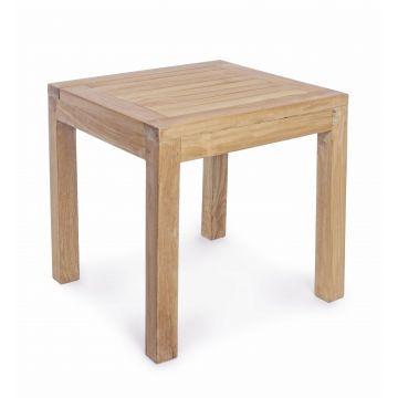 Masa de cafea pentru gradina / terasa, din lemn de tec, Linda Natural, L50xl50xH50 cm