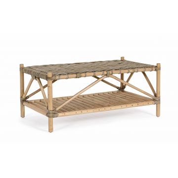 Masa de cafea pentru gradina / terasa, din ratan kubu, Tarifa Natural, L96xl56xH43,5 cm