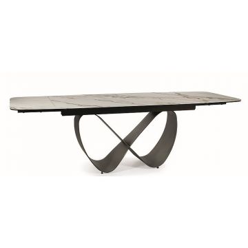 Masa extensibila Infinity Ceramic alb/maro - L160-240 cm