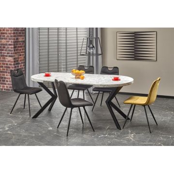 Masa extensibila Peroni marmura alba/negru - L100-250 cm