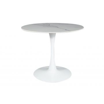 Masa rotunda Espero alb/alb– ø90 / h75 cm