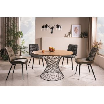 Masa rotunda Orlando stejar/negru – d120 x h73 cm