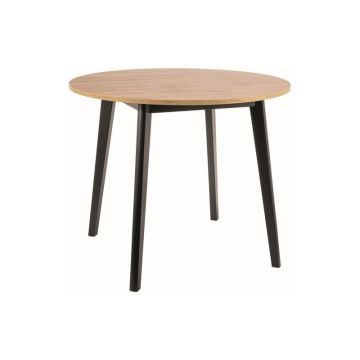 Masa rotunda Solo stejar artizan/negru – d100 x h76 cm