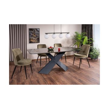 Masa Shelby 110 Ceramic, 180x95x76 cm, Neagra