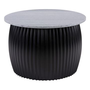 Măsuță de cafea neagră rotundă cu blat cu aspect de marmură ø 52 cm Luscious – Leitmotiv