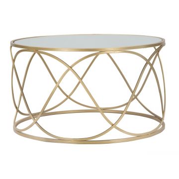 Masuta de cafea Lury, Mauro Ferretti, Ø 70x40 cm, fier/sticla, auriu