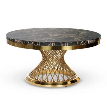Masuta de cafea rotunda Romance marmura neagra – Ø100 cm
