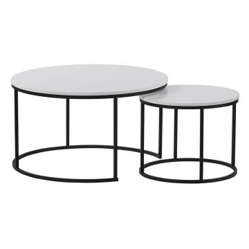 Set 2 masute de cafea IKLIN alb