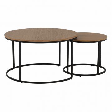 Set 2 masute de cafea IKLIN stejar auriu