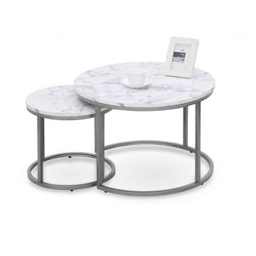 Set 2 mese de cafea Paola - marmura/silver