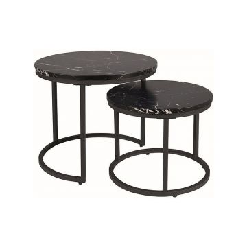 Set mese de cafea Amaro – marmura neagra/negru