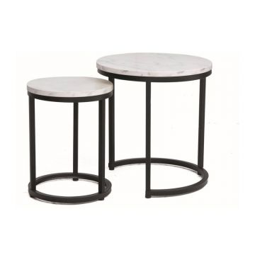 Set mese de cafea Hola – marmura alba/negru