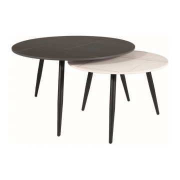 Set mese de cafea Kora A – marmura neagra + alba