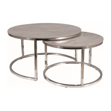 Set mese de cafea Portafino B – marmura gri/crom