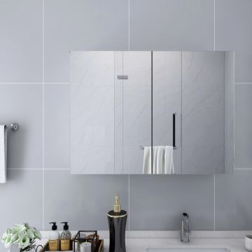 vidaXL Dulap de baie cu oglindă, alb, 80x15x60 cm, MDF