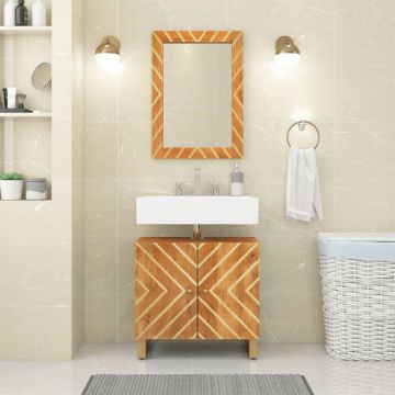 vidaXL Dulap pentru chiuvetă de baie, maro și negru, lemn masiv mango