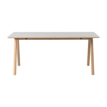 Masă de dining cu picioare din lemn de stejar Unique Furniture Bilbao, gri, 180 x 90 cm