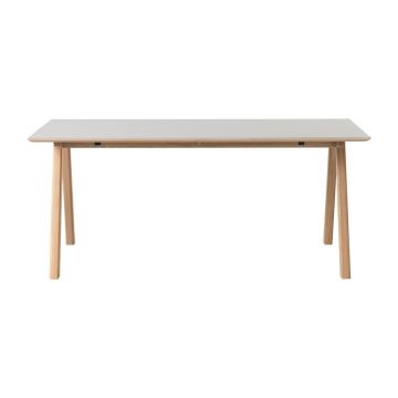 Masă de dining cu picioare din lemn de stejar Unique Furniture Bilbao, gri, 180 x 90 cm